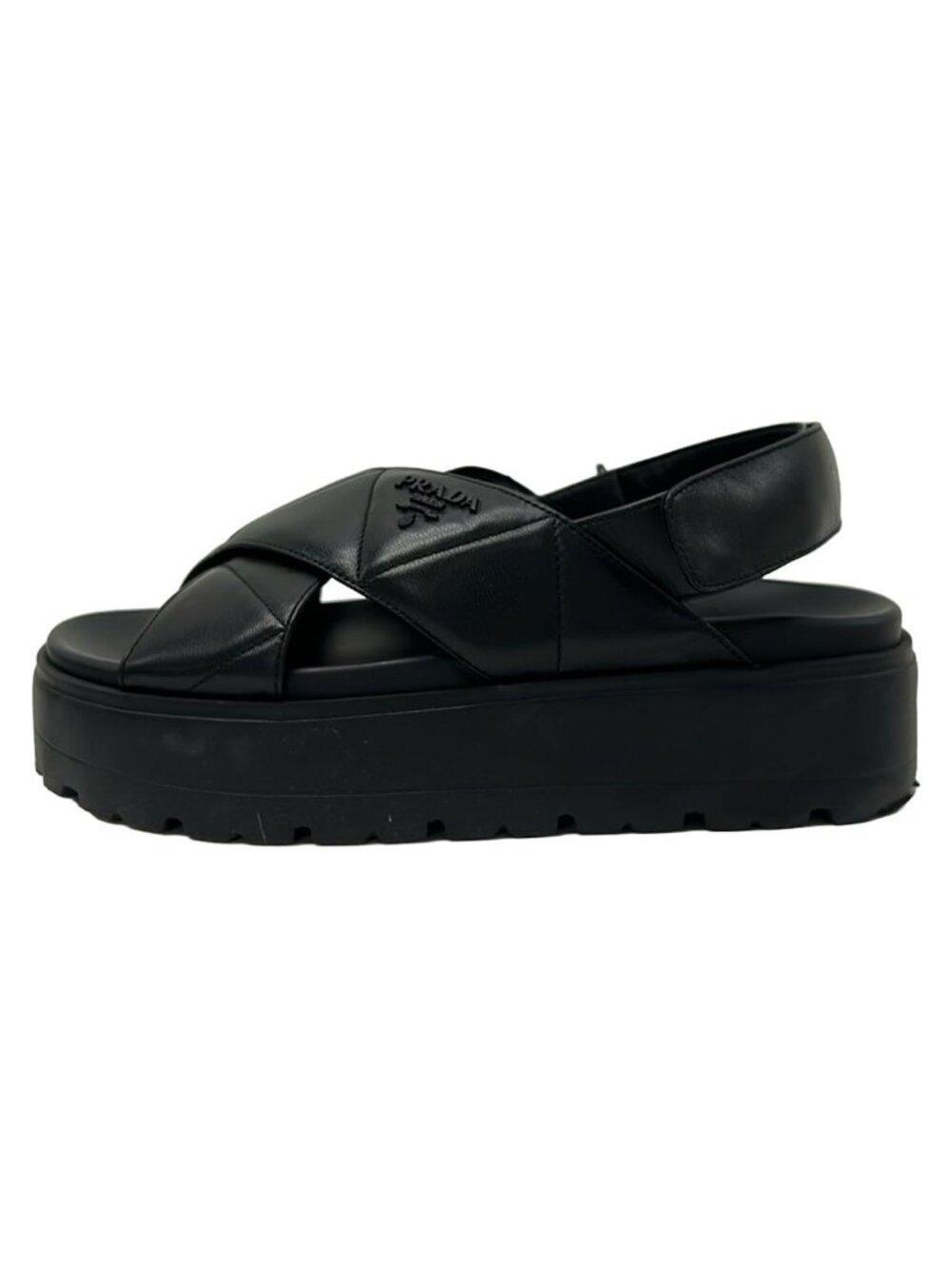 Prada Sandals Black Quilted Sport Leather